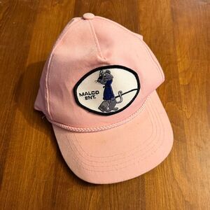 Vintage Men's Malco ENT. Pink Snapback with Green Under Bill